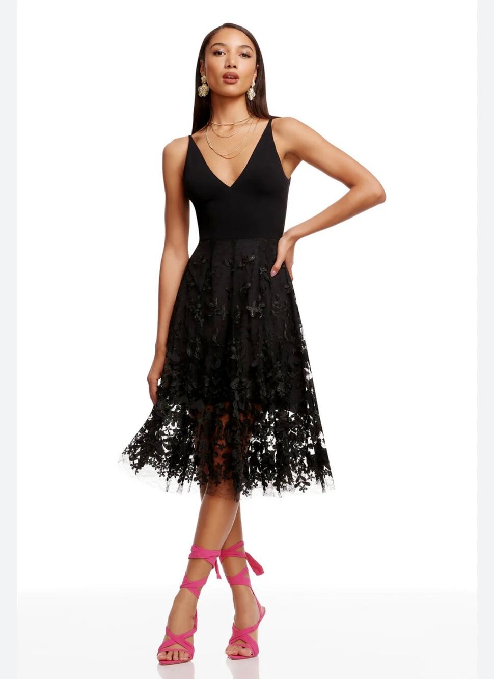 DRESS THE POPULATION Darleen Black Floral Dress - XXL (new with tags)